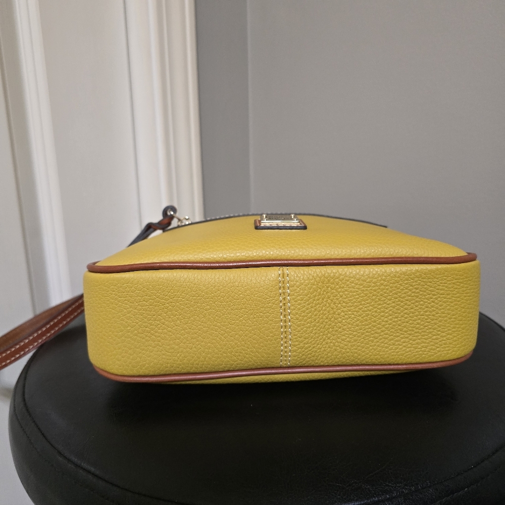 New Dooney Pebble Leather Pocket Crossbody - Color: Mustard - Picture 6 of 12